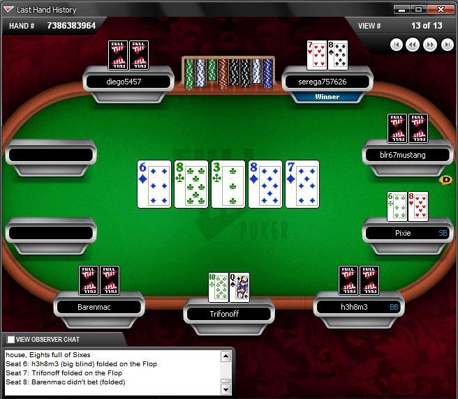 Full house on the river is crashing down full house on the turn